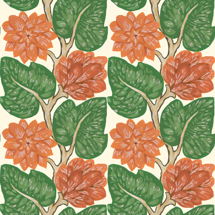 Vintage Vines - Vermillion Red Floral Wallpaper by Bohemian Bungalow