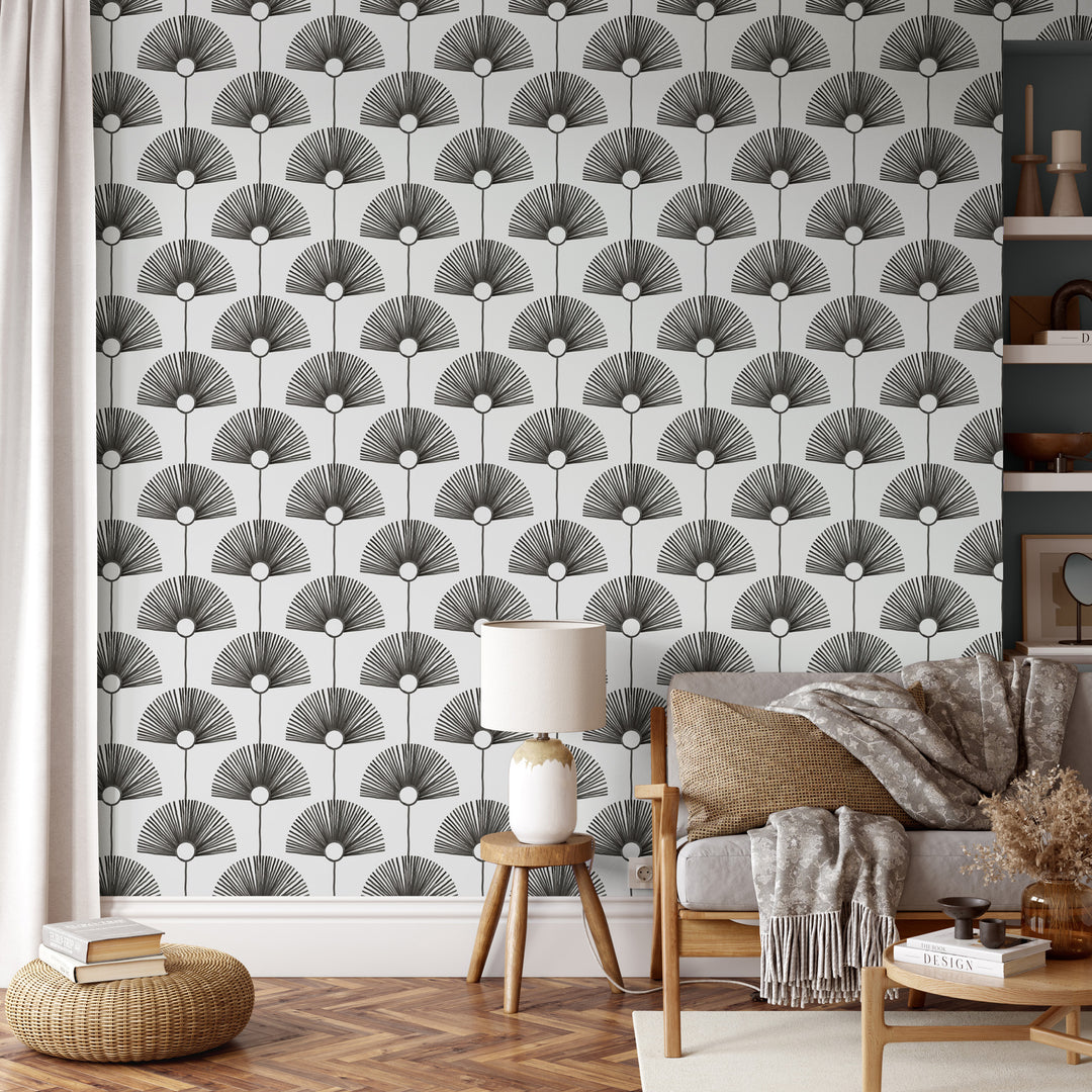 Deco Fan - Calligraphy Black Wallpaper by Bohemian Bungalow