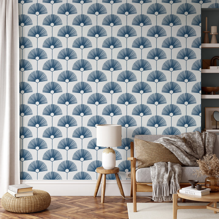 Deco Fan - Indigo Wallpaper by Bohemian Bungalow