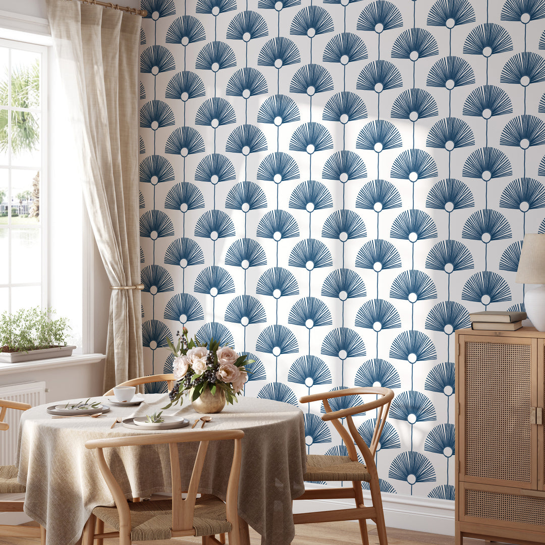 Deco Fan - Indigo Wallpaper by Bohemian Bungalow