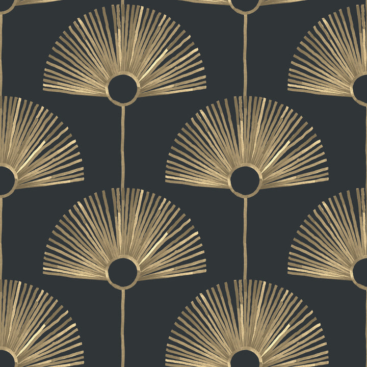 Deco Fan - Black Gold Wallpaper by Bohemian Bungalow