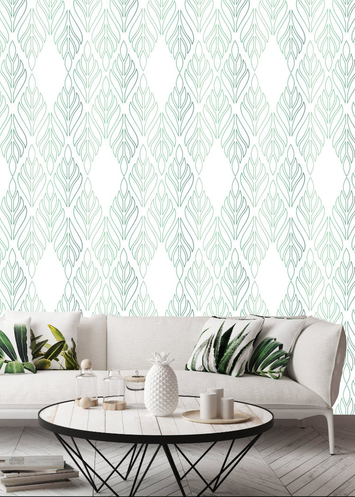 Deco Palm - Green Floral Wallpaper by Bohemian Bungalow