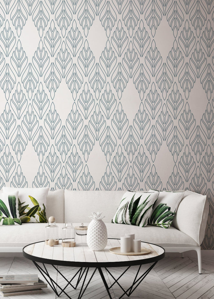 Deco Palm - Sapphire Floral Wallpaper by Bohemian Bungalow