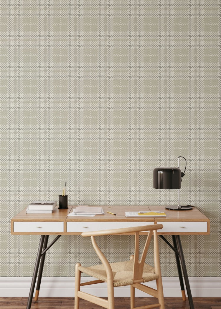 Clark Plaid - Berteau Beige Wallpaper