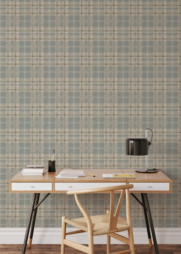 Clark Plaid - Lake Shore Blue Wallpaper