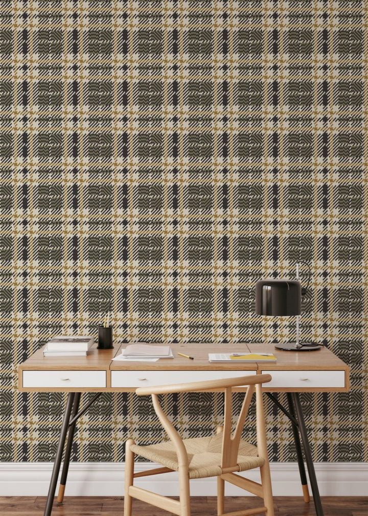 Clark Plaid - Wood Lawn Green Wallpaper