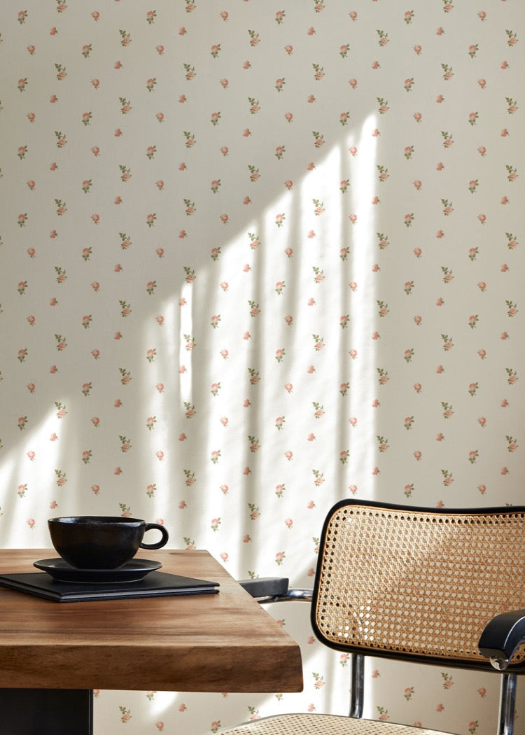 Miniature Roses - Rouge Floral Wallpaper