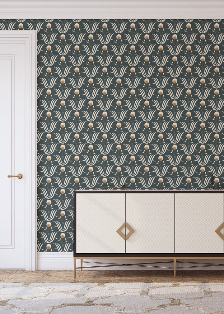 Spring Bloom - Soot Black Floral Wallpaper