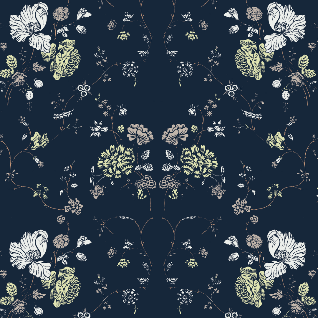 Floral Lace - Deep Sea Wallpaper