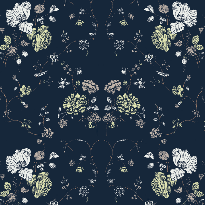 Floral Lace - Deep Sea Wallpaper