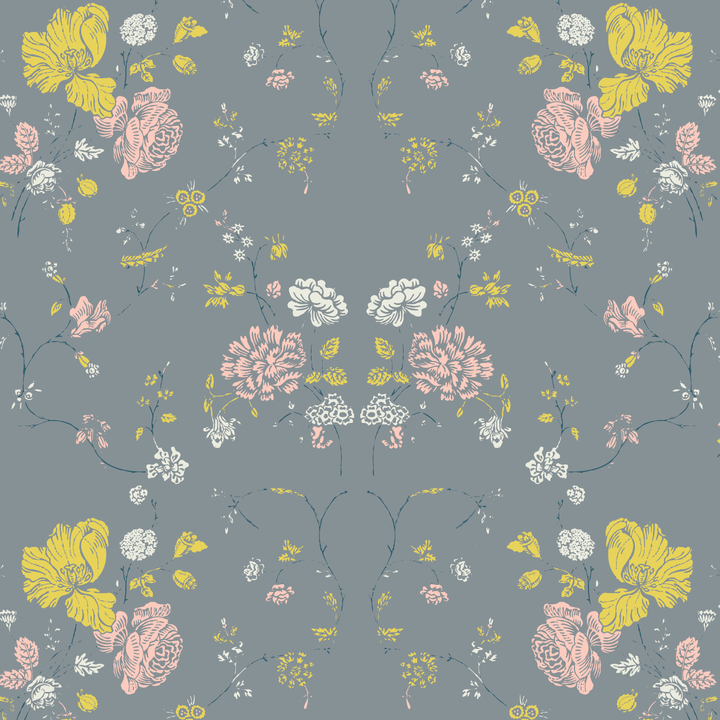 Floral Lace - Stone Wallpaper