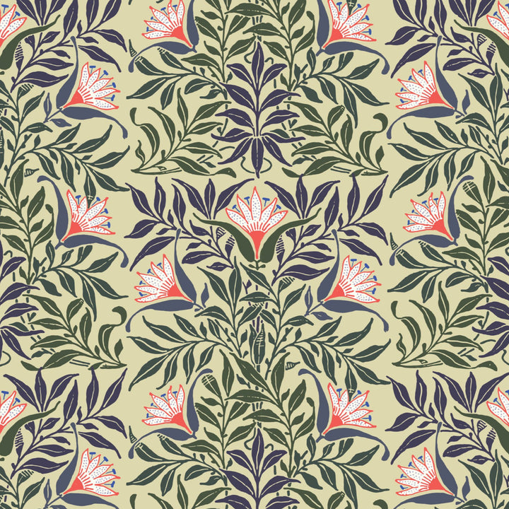 Floral Vine - Yellow and Green Wallpaper
