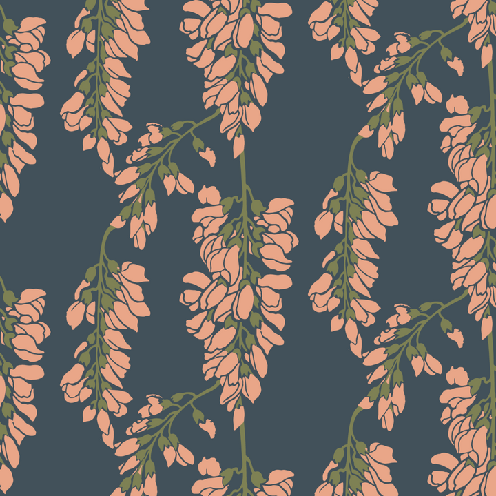 Wisteria - Blue Floral Wallpaper
