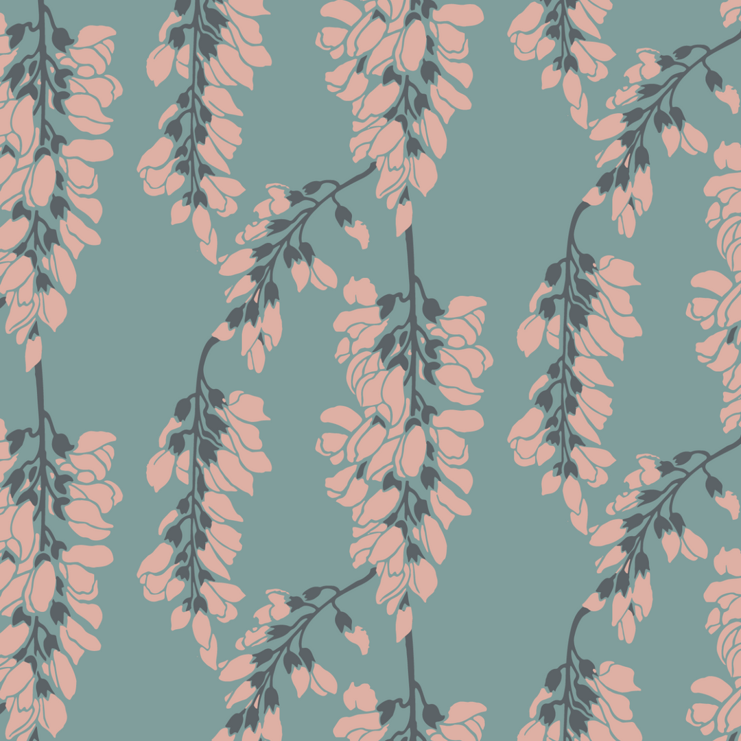 Wisteria Floral - Light Blue Wallpaper