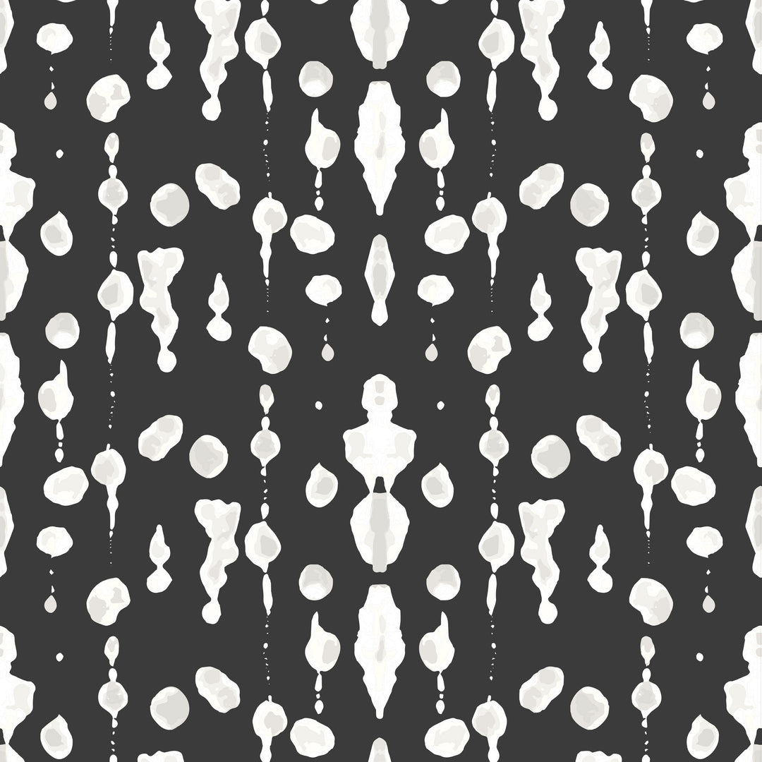 Abstract Ink - White On Black Wallpaper by Bohemian Bungalow