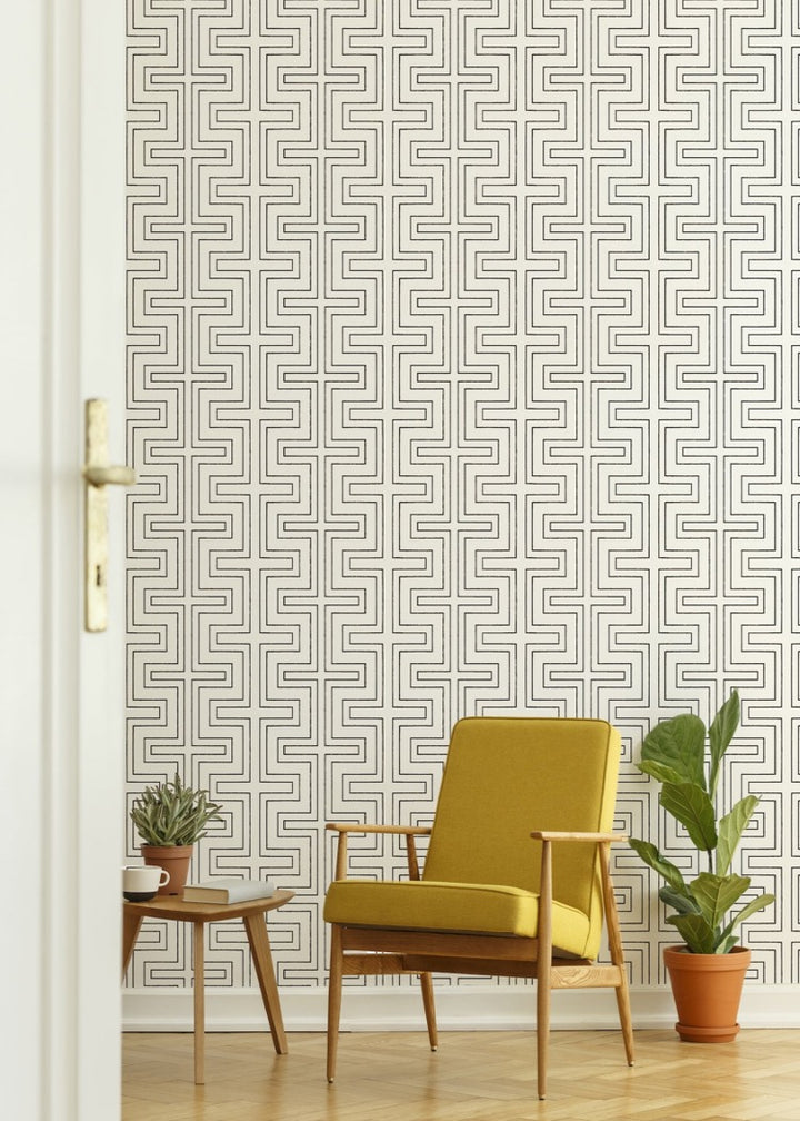Halsted Geometric - White Wallpaper