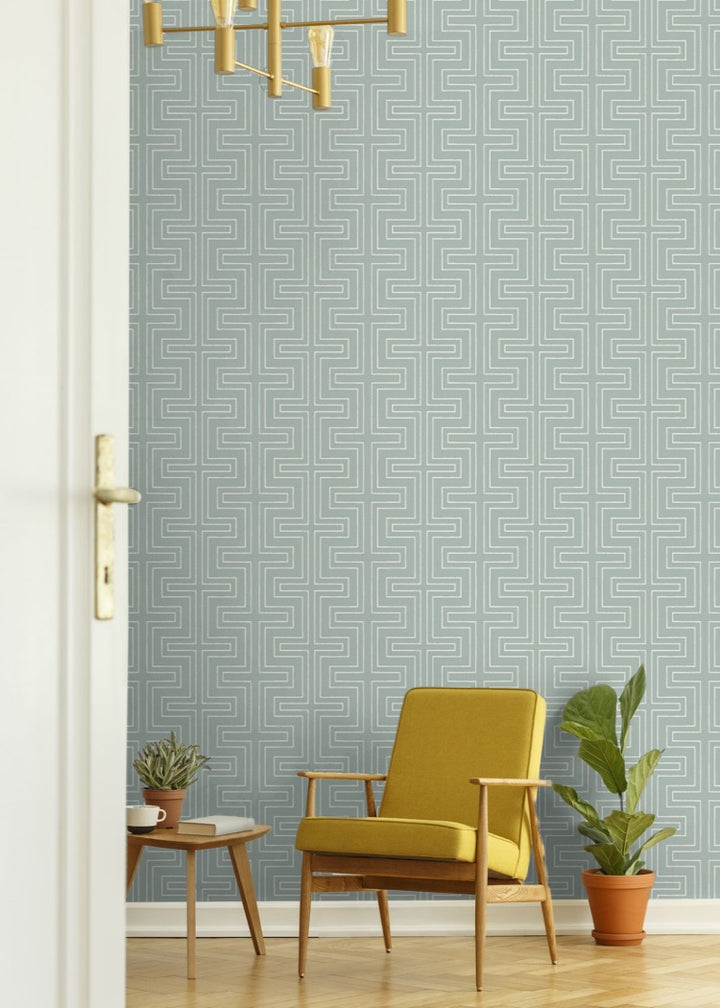 Halsted Geometric - Blue Wallpaper