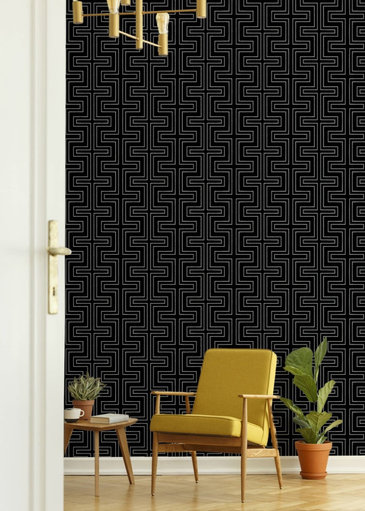 Halsted Geometric - Black Wallpaper