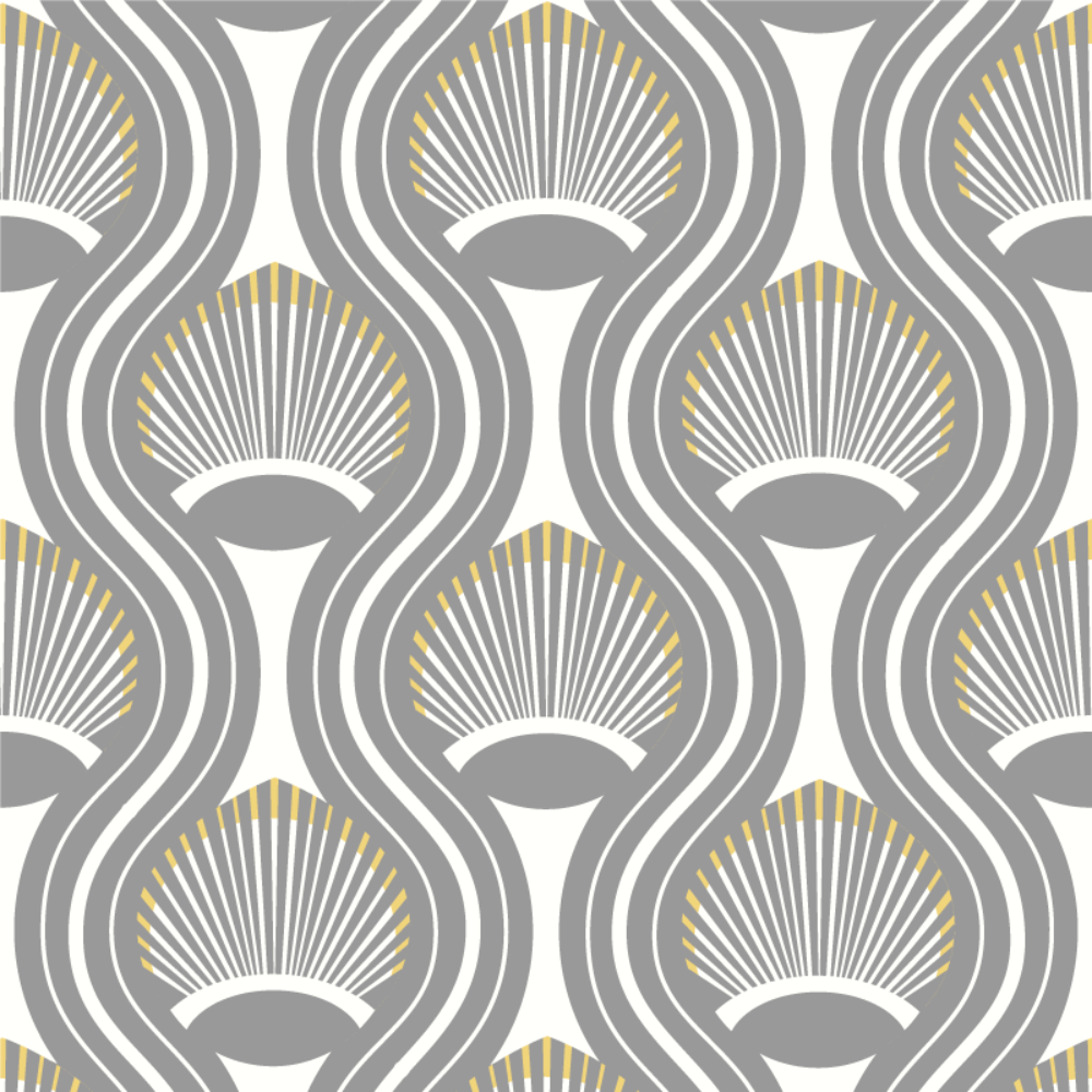 African Art Deco Shell - Gray Wallpaper by Julianne Taylor Style