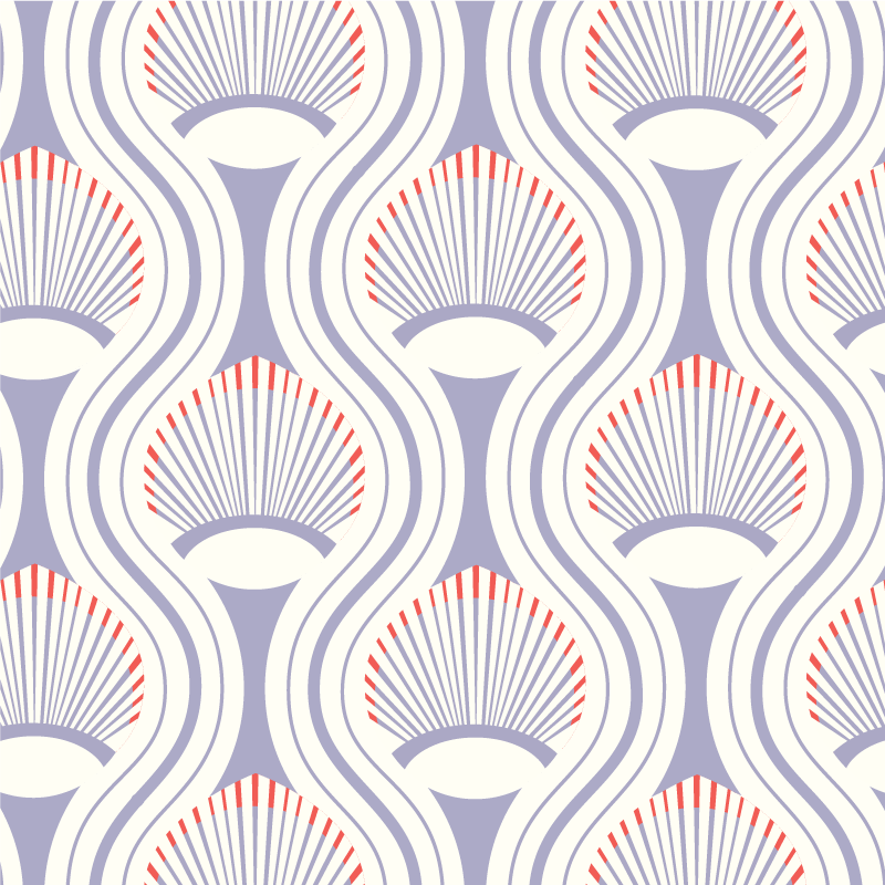 African Art Deco Shell - Purple Wallpaper by Julianne Taylor Style