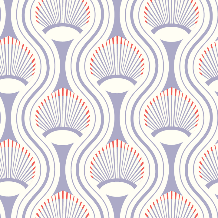 African Art Deco Shell - Purple Wallpaper by Julianne Taylor Style