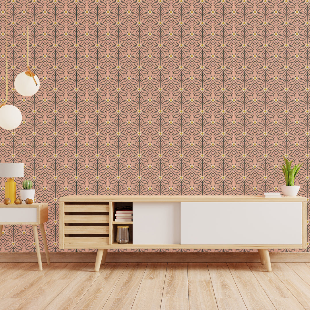 Moroccan Peacock - Peach Blush Wallpaper
