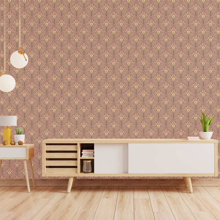 Moroccan Peacock - Peach Blush Wallpaper
