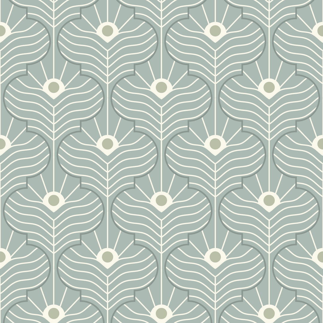 Moroccan Peacock - Powder Ash Wallpaper