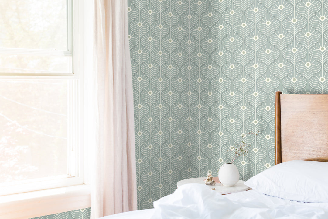 Moroccan Peacock - Powder Ash Wallpaper