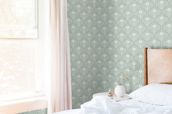 Moroccan Peacock - Powder Ash Wallpaper