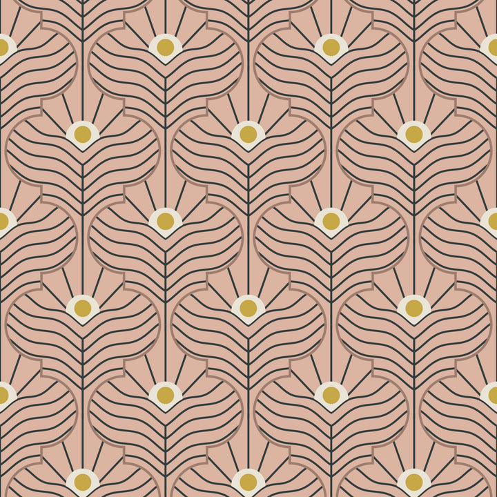 Moroccan Peacock - Peach Blush Wallpaper