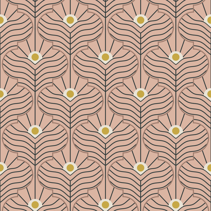 Moroccan Peacock - Peach Blush Wallpaper