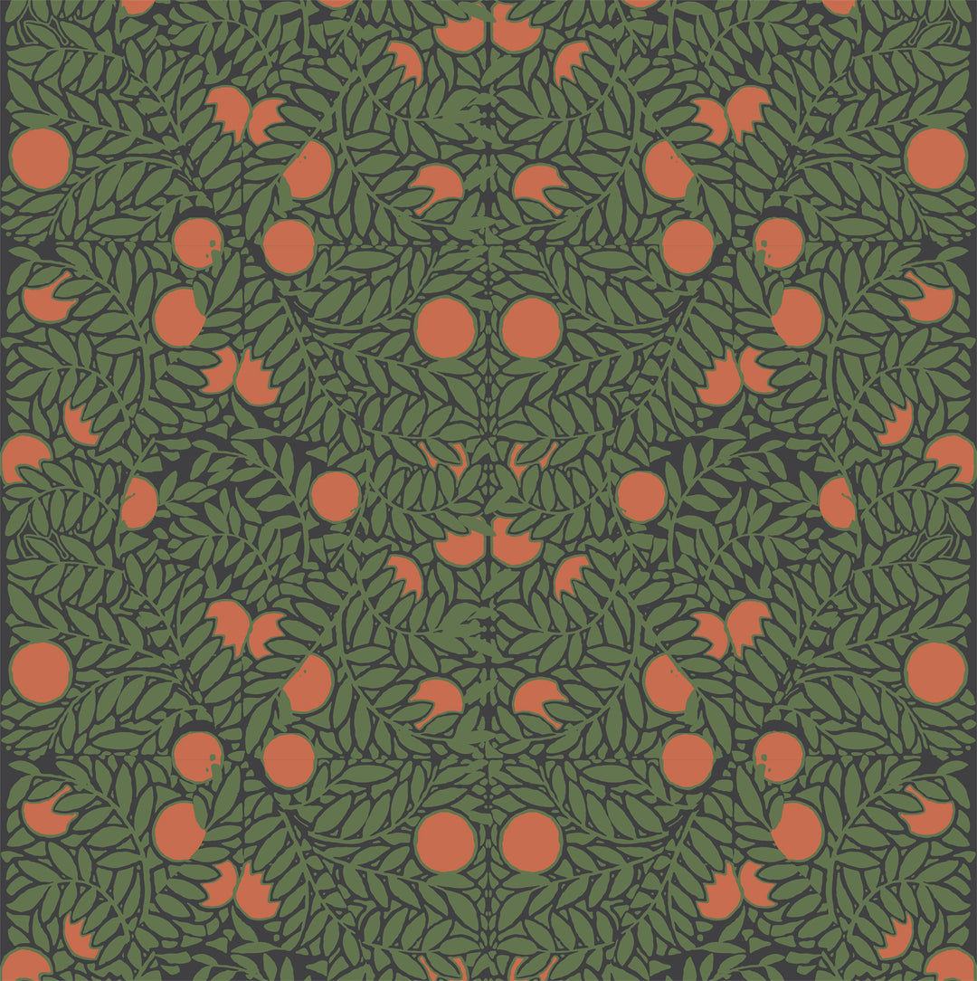 Orange Bush - Forest Floral Wallpaper