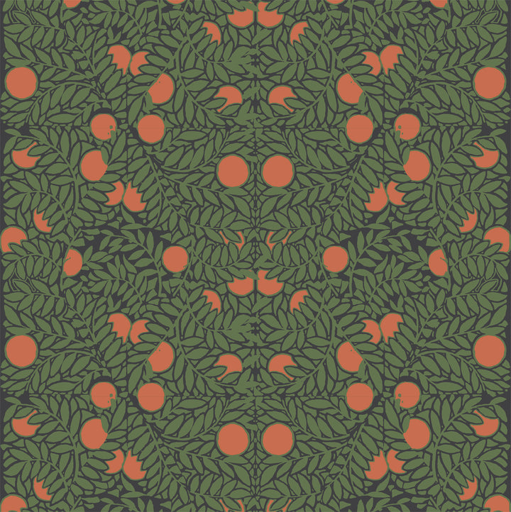Orange Bush - Forest Floral Wallpaper