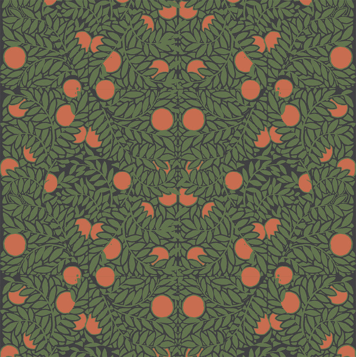 Orange Bush - Forest Floral Wallpaper