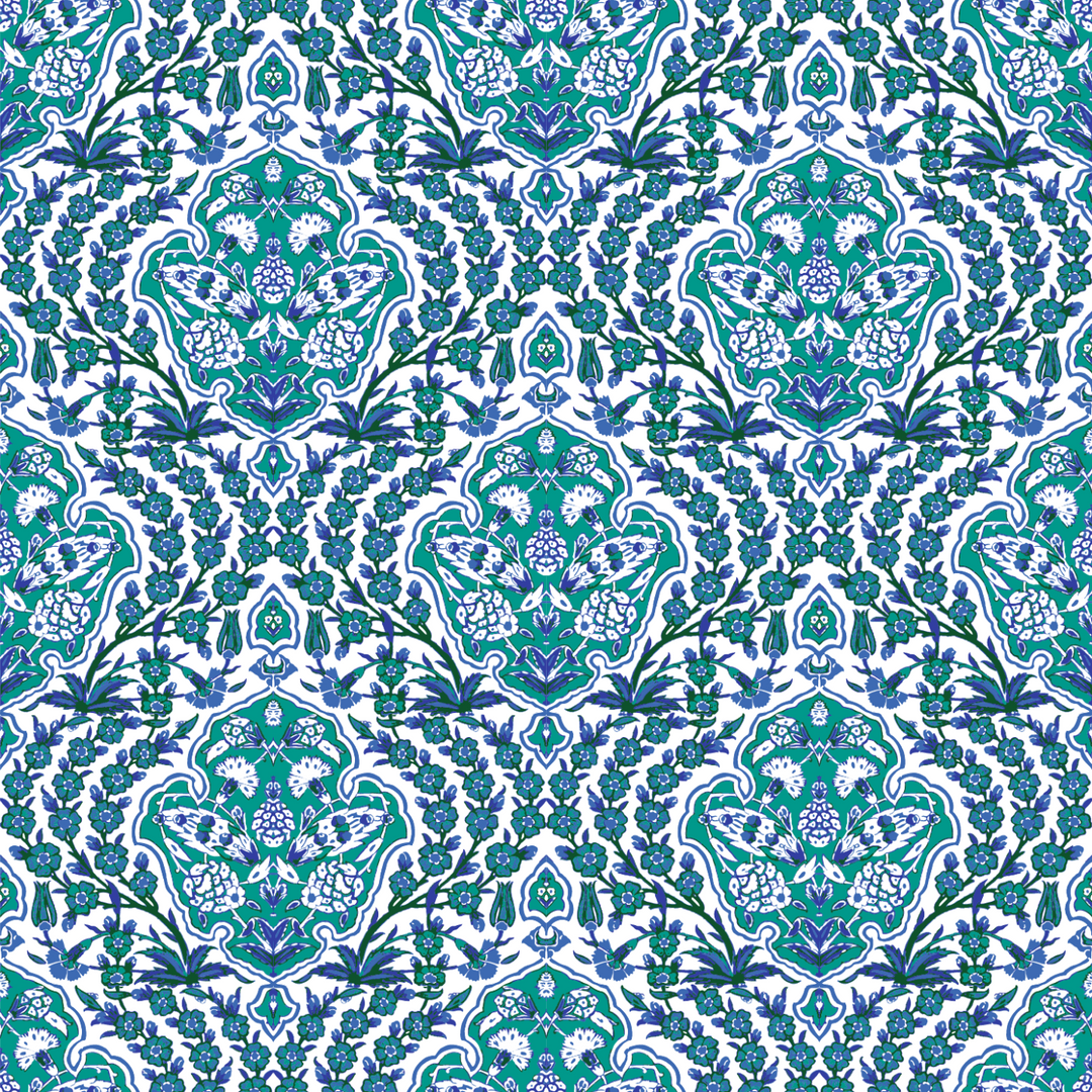 Ottoman Small - Turquoise Wallpaper