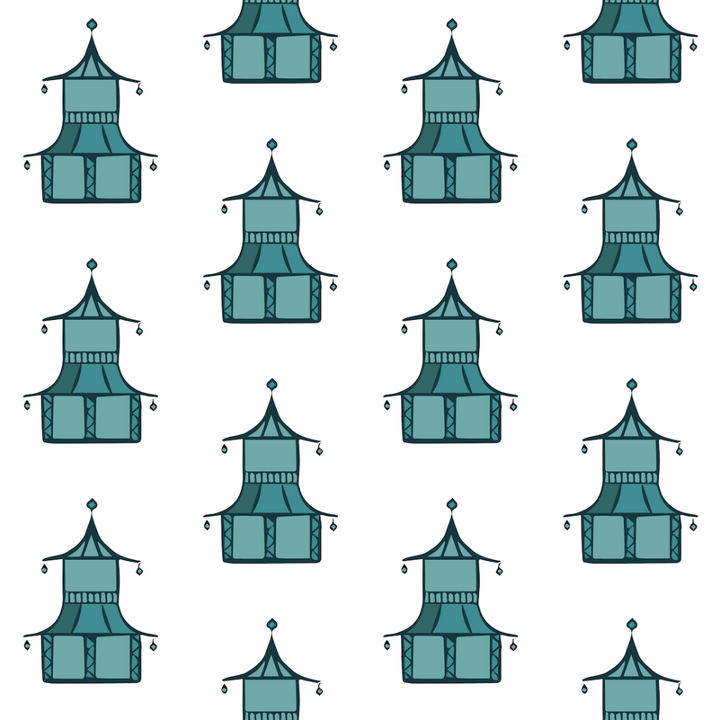 Pagoda - Teal Wallpaper by Bohemian Bungalow
