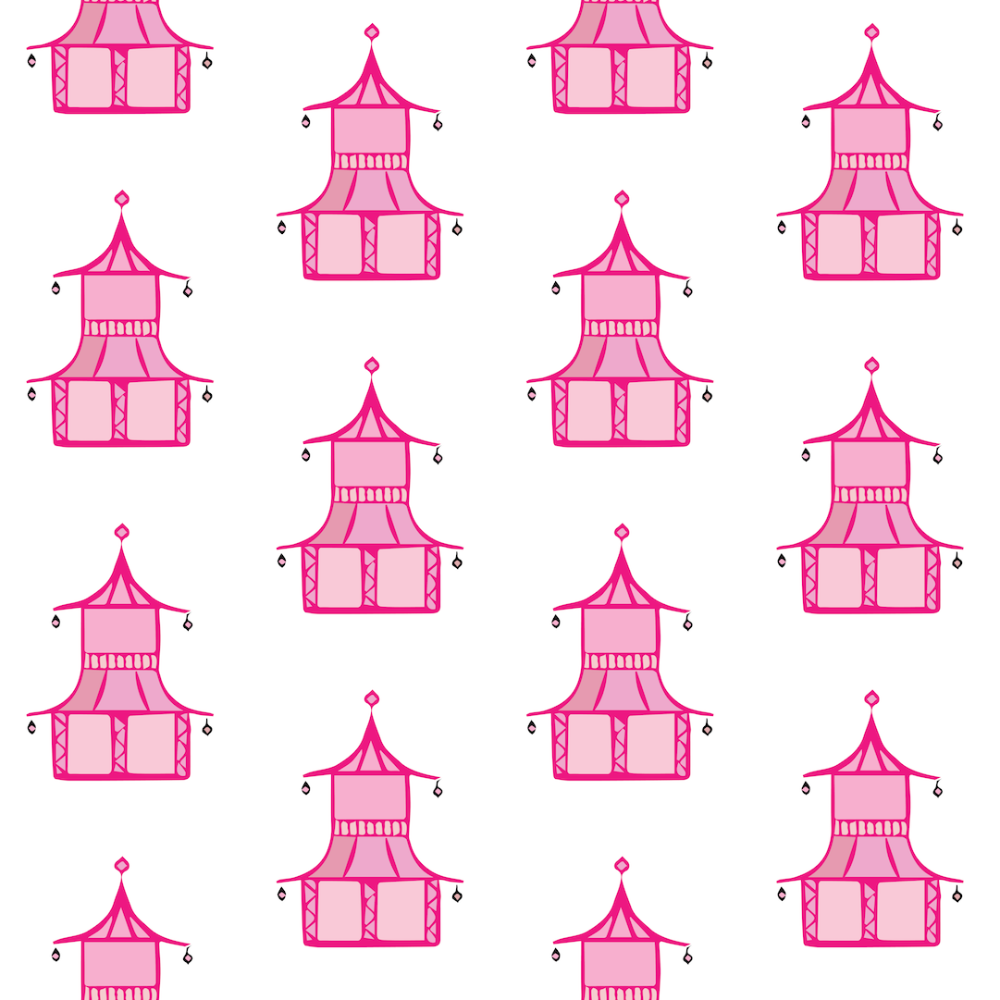 Pagoda - Hot Pink Wallpaper by Bohemian Bungalow