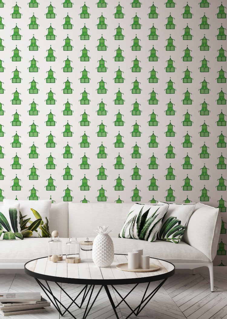 Pagoda - Key Lime Green Wallpaper by Bohemian Bungalow