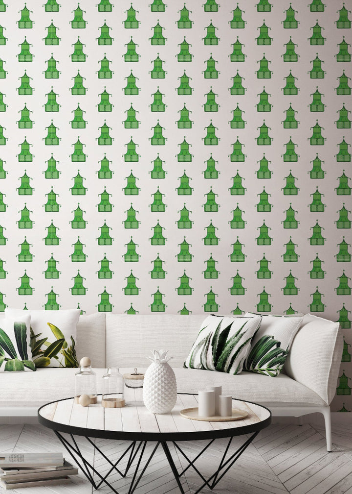Pagoda - Key Lime Green Wallpaper by Bohemian Bungalow
