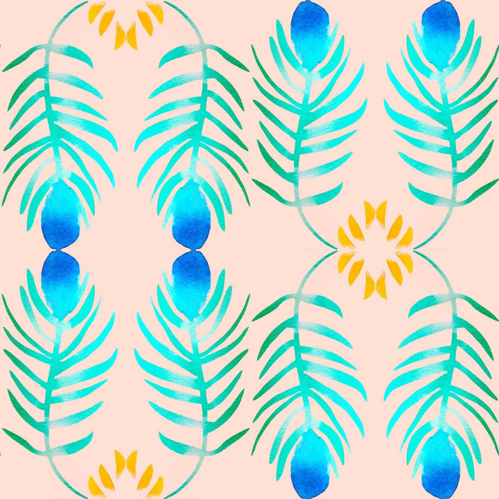 Peacock Coral - Small Wallpaper by The Blush Label