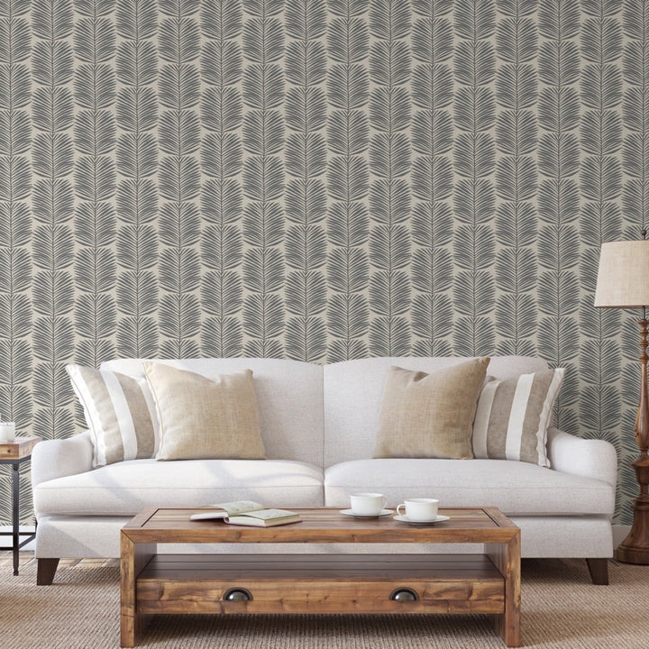 Betty White Palm Leaves - Cashmere Floral Wallpaper