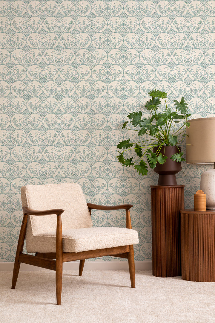 Sankofa - Turquoise Linen Wallpaper by Forbes Masters