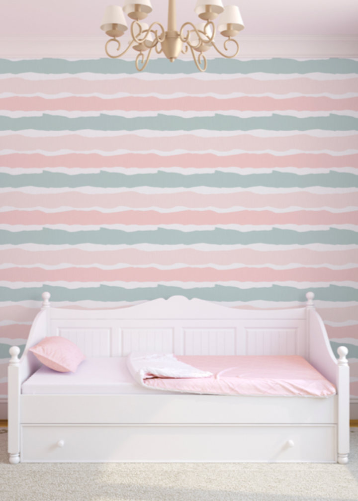 Las Rayas Stripes - Pink and Green Wallpaper by The Blush Label