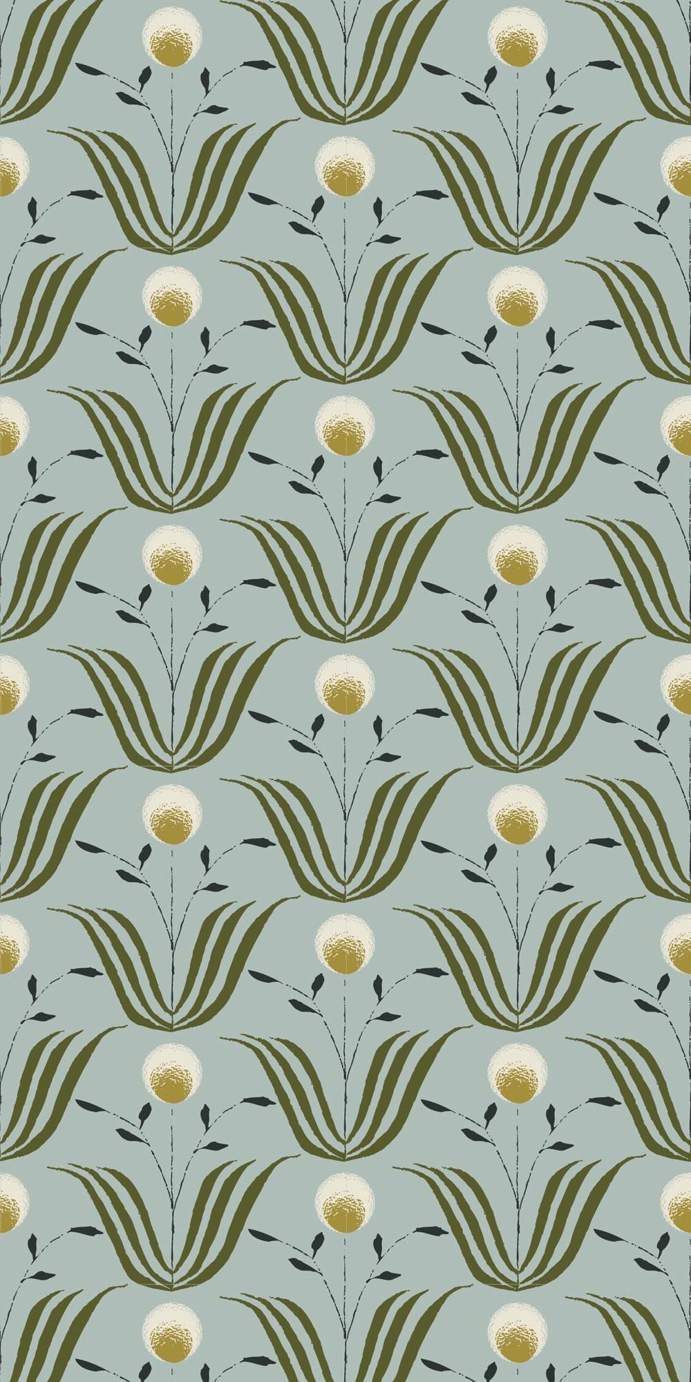 Spring Bloom - Ash Blue Floral Wallpaper