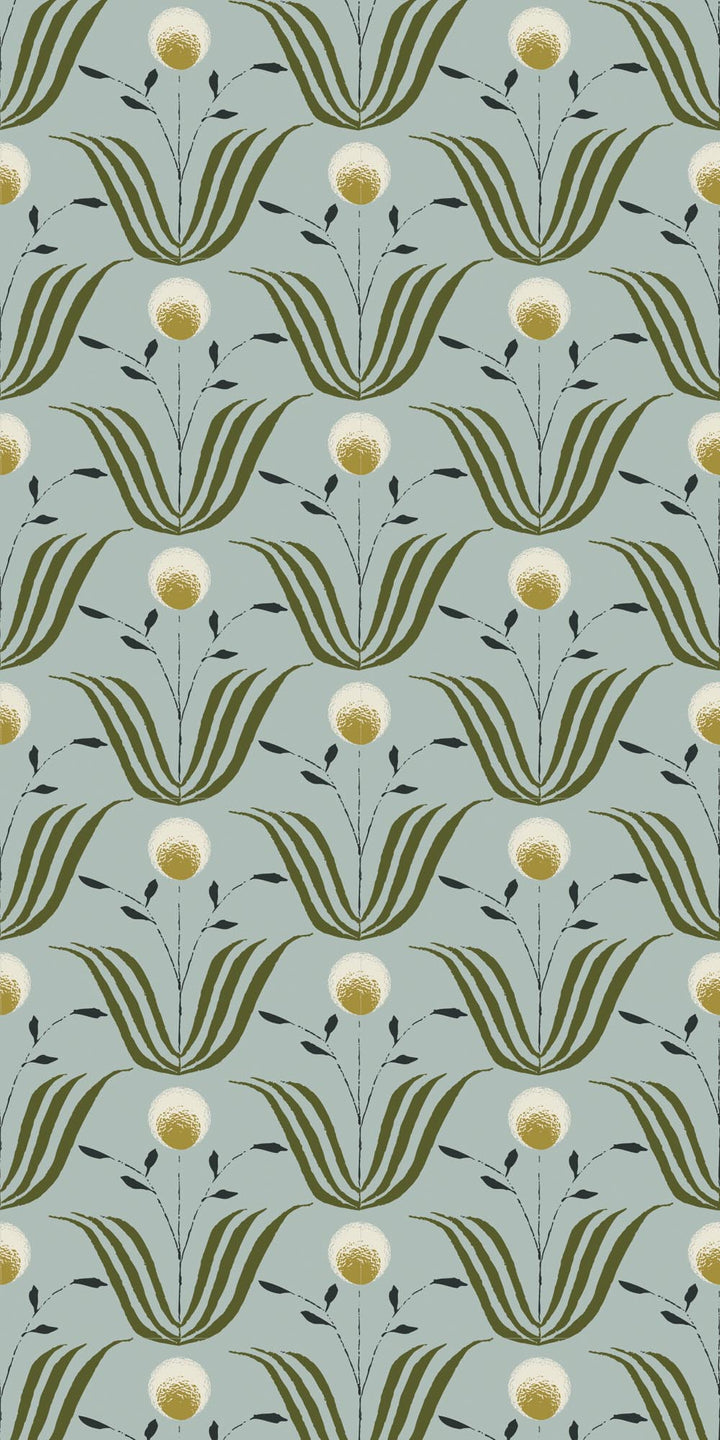 Spring Bloom - Ash Blue Floral Wallpaper