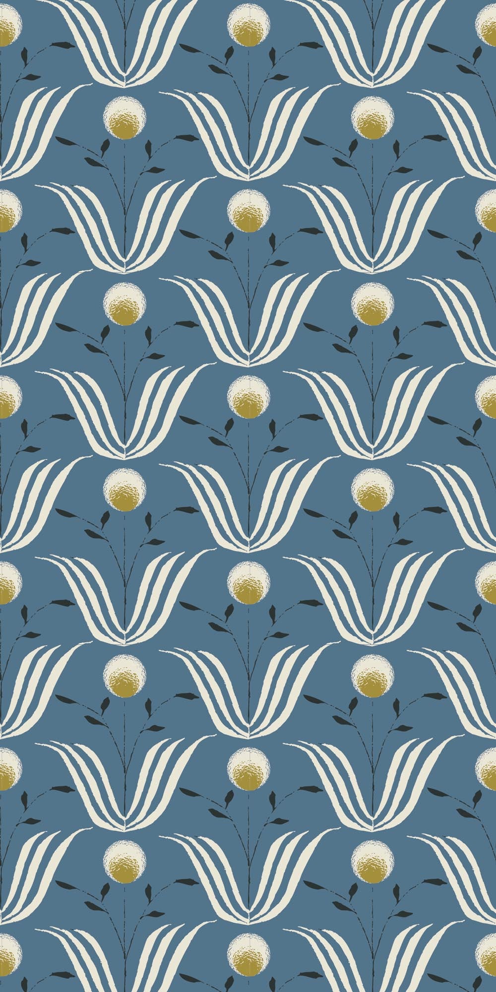 Spring Bloom - Blue Salt Floral Wallpaper