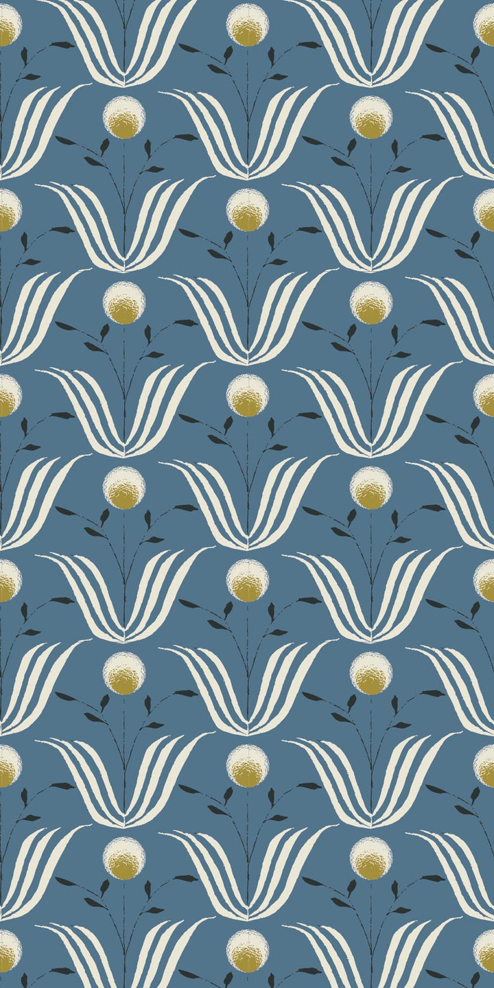 Spring Bloom - Blue Salt Floral Wallpaper