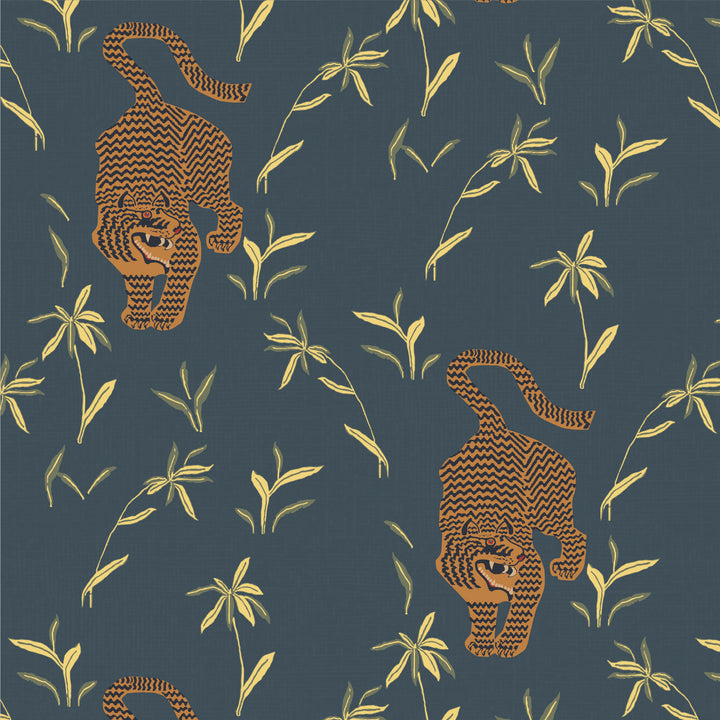 Stalking Tiger - Dark Moss Wallpaper