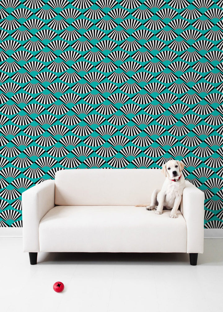 Fanning Out - Turquoise Wallpaper by Julianne Taylor Style